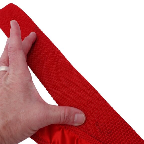 Unbranded Silk Knit Necktie OS Black Red Striped Textured Square-End Business - Picture 10 of 10